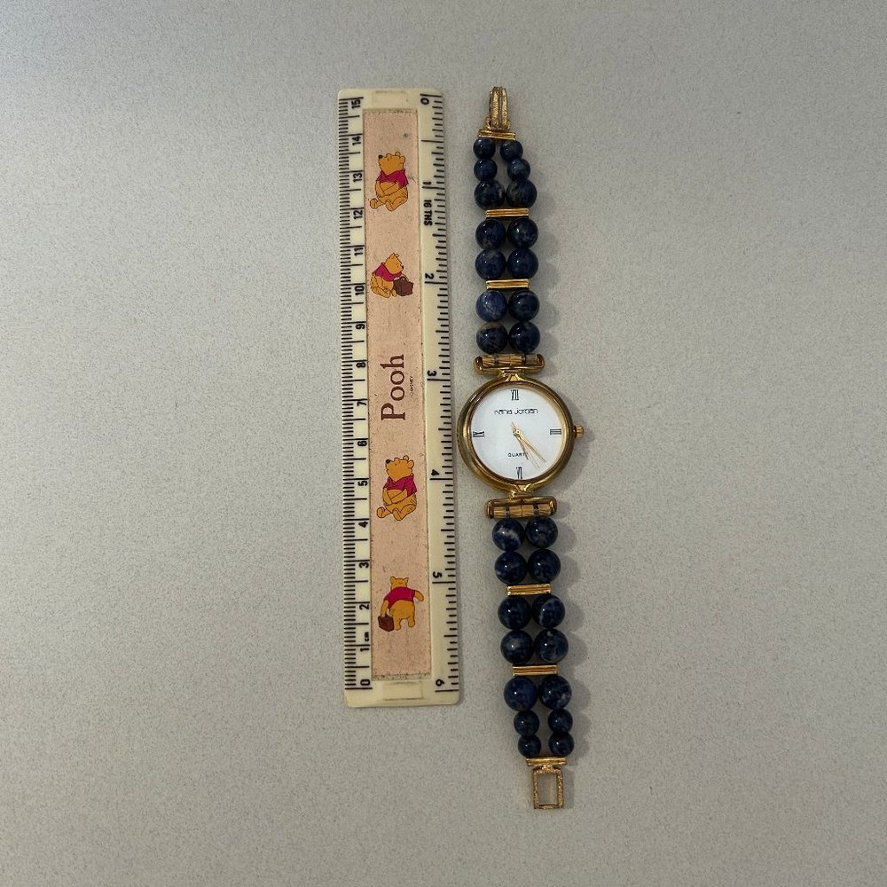 Karla Jordan Blue/Gold Watch with Mother of Pearl Face